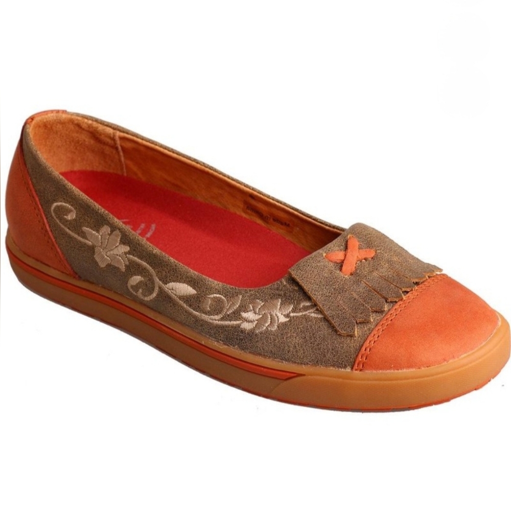 Twisted X WCA0001 "Driving Moc Flat" Slip-On Sunburn/Bomber Fringe, Women's 7.5